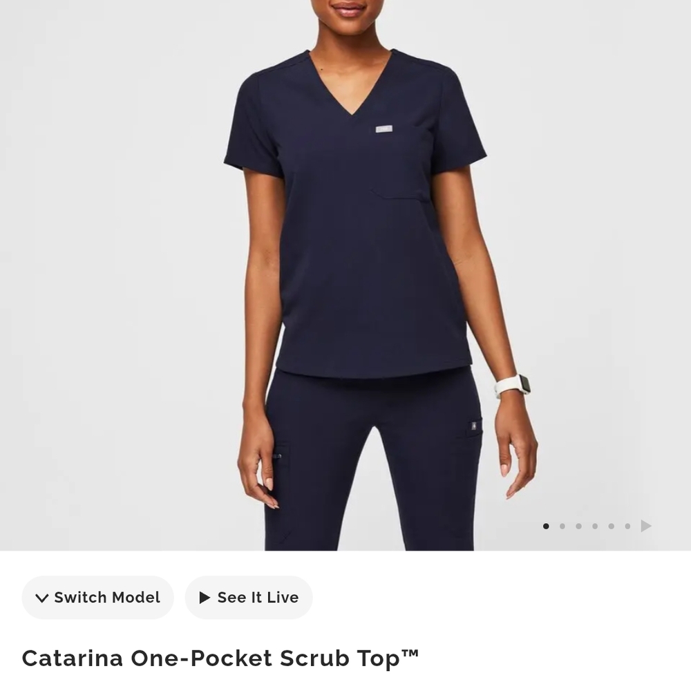 Figs Scrub Top Navy Blue